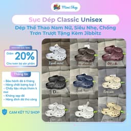[ Tiệm giày ] Dép Thể Thao Nam Nữ, Siêu Nhẹ, Chống Trơn Trượt Tặng Kèm Jibbitz 5 CÁI 1