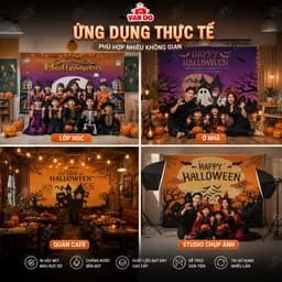 Phông Nền Halloween Chụp Ảnh Decor Check-in In Bạt Chống Nước Backdrop Halloween Khổ Lớn 2