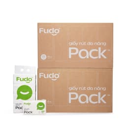 [2 THÙNG] Khăn giấy rút Fudo để bàn 3 lớp 100% sợi tre tự nhiên - 2 Thùng x 10 Túi x 40 Gói 2
