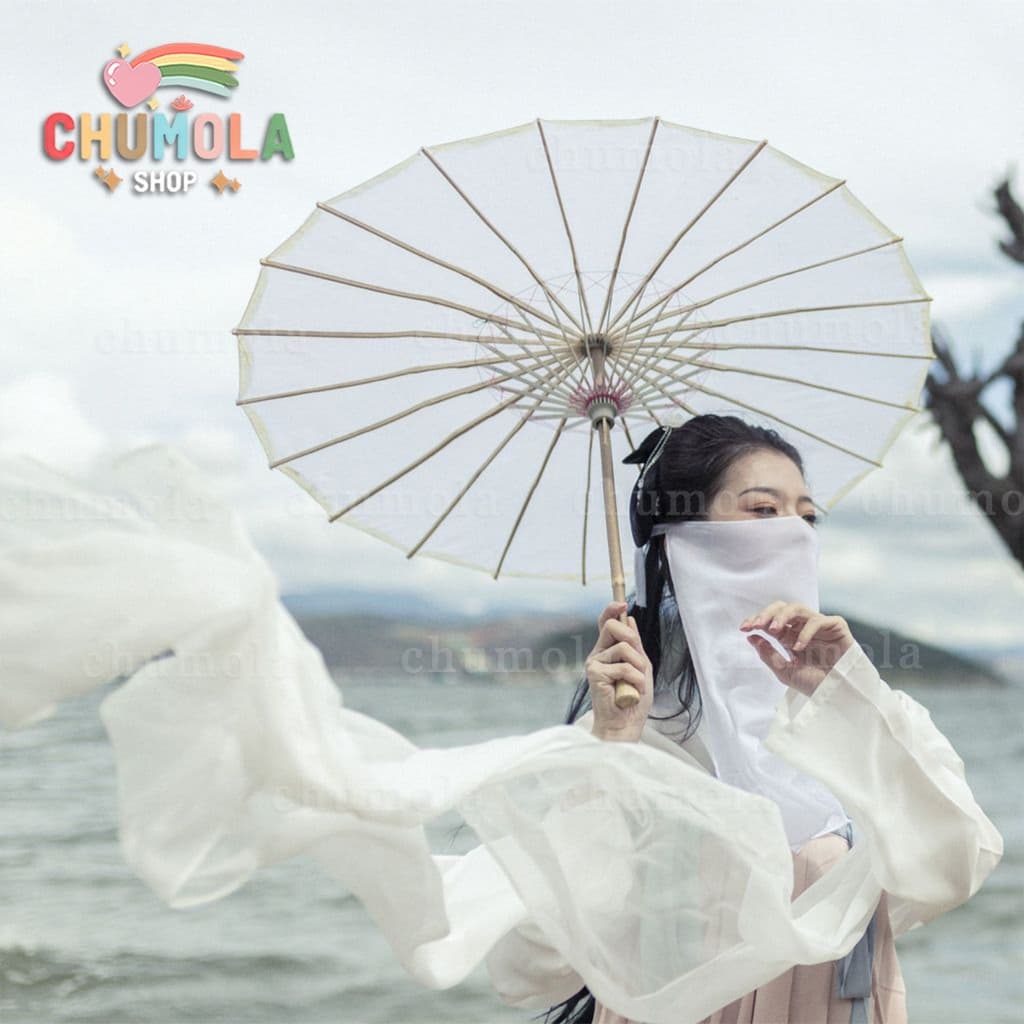 Ô vải trơn màu phong cách cổ trang dù thanh lịch phụ kiện chụp ảnh