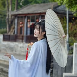 Ô vải trơn màu phong cách cổ trang dù thanh lịch phụ kiện chụp ảnh 6