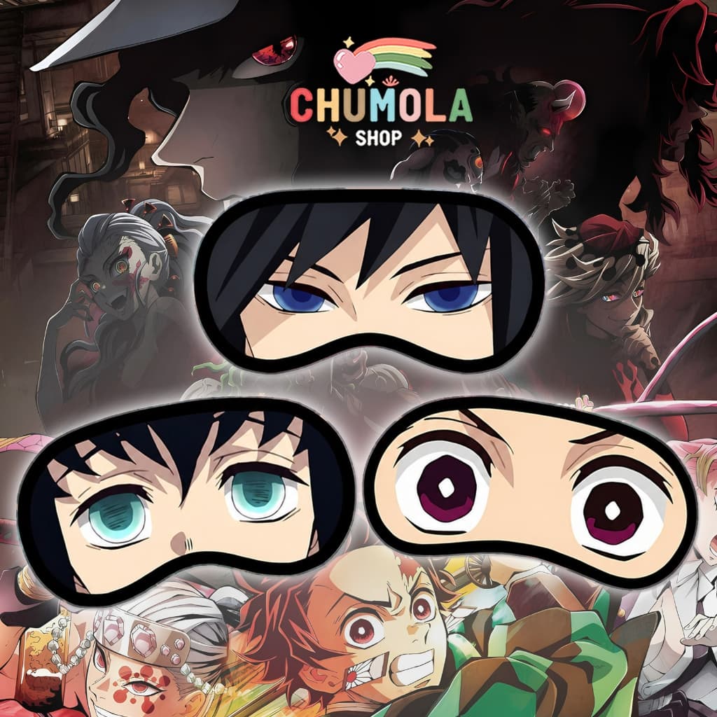 Bịt mắt KIMETSU NO YAIBA Tanjiro Giyuu Muichiro  miếng che mắt ngủ in hình anime chibi mặt nạ ngủ