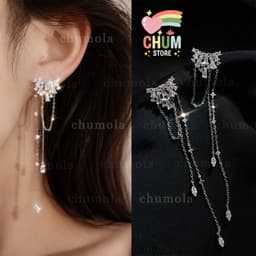 (1 chiếc) Khuyên tai hạt đá rơi suối tiên phụ kiện trang sức nữ sang chảnh 1