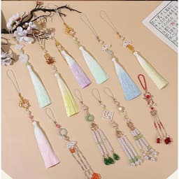Dây tua rua treo áo dài hạt rơi phụ kiện trang trí quạt Hán phục phong cách cổ trang 4