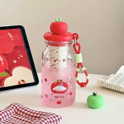 Bình nhựa nắp táo kèm lõi lọc trà 480ml siêu củe thiết kế dễ thương với nắp hình quả táo 7