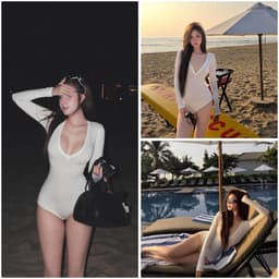 hỏa tốc bikini bodysuit | Bộ đồ bơi bikini nữ bodysuit liền thân hoạ tiết trơn dài tay 1
