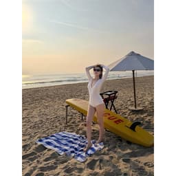 hỏa tốc bikini bodysuit | Bộ đồ bơi bikini nữ bodysuit liền thân hoạ tiết trơn dài tay 2