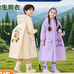 Áo Mưa Trẻ Em Có Khóa Kéo Form Rộng | Mặc Thoải Mái Khi Đeo Cặp, Thiết Kế Đáng Yêu Cho Bé, Tiện Lợi Đi Học 9