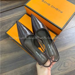 [ Giày Dép Huyền My ] Cao gót 7p mũi nhọn da bóng nhẹ mềm êm chân chắc chắn hàng cao cấp full hộp - AH68 7