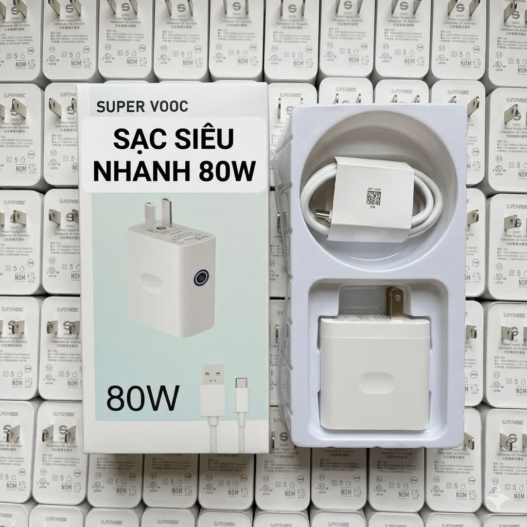 Bộ Sạc Nhanh 80W SUPER VOOC Cổng USB Type C, Sạc Nhanh Không Nóng Máy