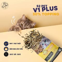 Hạt cho mèo S2PET V1, đạm cao 32%, 50% topping, thúc đẩy tiêu hóa, dưỡng da lông - MÉO CHÒ UNI 8