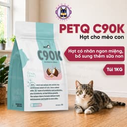 Thức ăn hạt cho mèo PetQ C90K - 1KG hạt có nhân bên trong, bổ sung sữa dê - Méo Chò Uni 1
