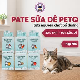 Pate sữa dê cho mèo PetQ - 70g giàu dinh dưỡng 50% sữa dê tốt cho hệ tiêu hoá -  MÉO CHÒ UNI 1