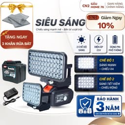 Đèn led 35/55 mắt siêu sáng sử dụng chân pin phổ thông MAKITA có 2 chế độ sáng, có 2 cổng sạc USB 1