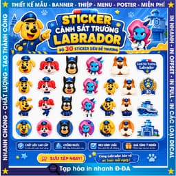 Set 50 Sticker Avatar Cảnh Sát Trưởng Labrador Loại To Hoạt Hình Trang Trí Laptop, Điện Thoại, Sổ Tay, 1