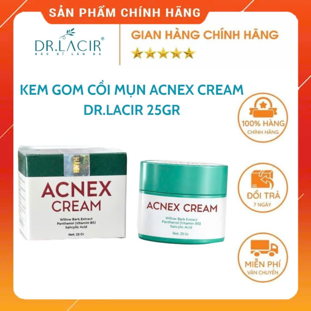 Kem gom cồi mụn Acnex Cream Dr Lacir giúp ngừa mụn, dịu da, giảm thâm mụn 25g