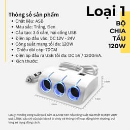 Bộ Chia Tẩu Sạc Ô Tô 3 Cổng Tẩu Chia Sạc 2 Cổng USB Sạc Điện Thoại Ô Tô Olesson Nguồn 12V/24V 9
