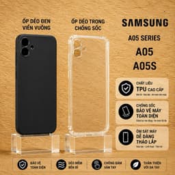 Ốp lưng Samsung A05 / A05S TPU ĐEN / TRONG SUỐT CHỐNG SỐC  cao cấp chống sốc va đập viền cạnh vuông bảo vệ đt 1