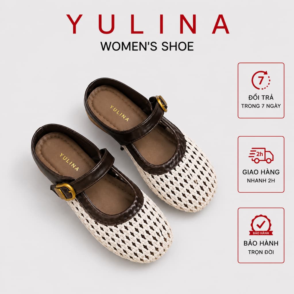 Giày Sục Rọ Đan 𝙔𝙐𝙇𝙄𝙉𝘼 Phối Khuy Hàng Cao Cấp  - LT62