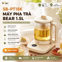 Máy Pha Trà BEAR SB-PT15K, Bình Thủy Tinh 1.5Lit - 1000w, 8 Chế Độ Nấu, Hàng Chính Hãng 2