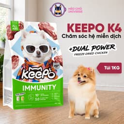 Hạt Cho Chó Keepo K4 1KG - Chăm Sóc Tiêu Hóa có Topping Gà Sấy Sữa Dê - MÉO CHÒ UNI 1