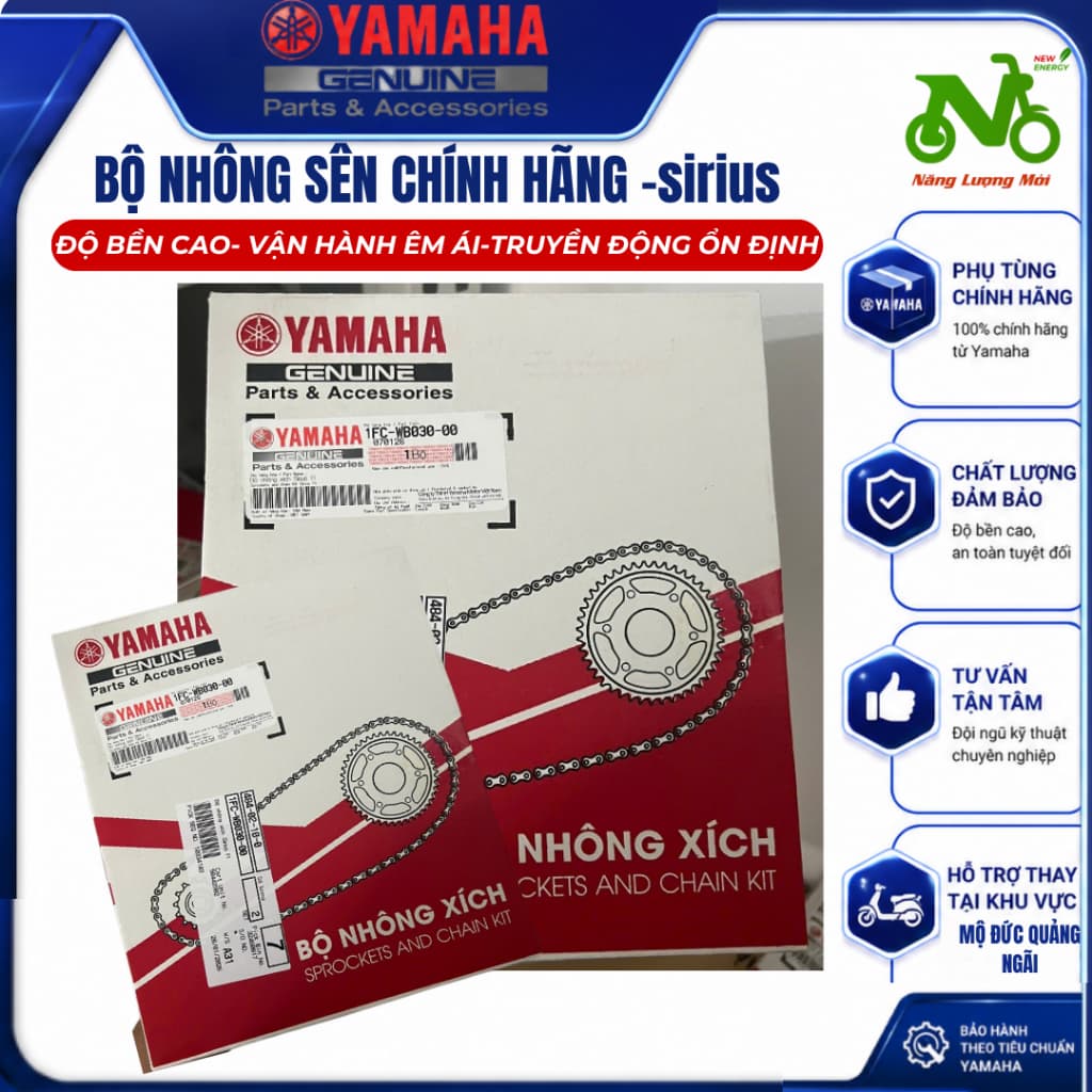 Bộ nhông xích (sên) chính hãng Yamaha cho xe Sirius