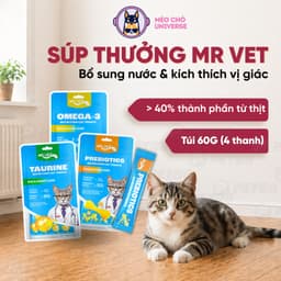 Súp Thưởng MR.VET Cho Mèo 60g (gói 4Thanh15g ) đủ 3 vị Omega/Vitamin/Lysine - MÉO CHÒ UNI 1