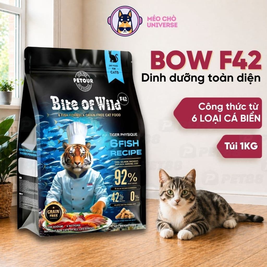 Hạt cho mèo Bite of Wild F42 gói 1KG công thức 6 loại cá biển, không chứa ngũ cốc - MÉO CHÒ UNI