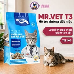 Thức ăn hạt cho mèo MR.VET T3 1KG Cải Thiện Đường Tiết Niệu Cho Mèo Mọi Lứa Tuổi - MÉO CHÒ UNI 1