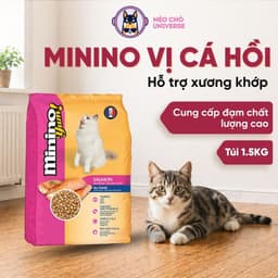 Thức Ăn Hạt Mininor Yum cá hồi 1.5KG - Hương Vị Đa Dạng Cân Bằng Hoàn Hảo - MÉO CHÒ UNI 1