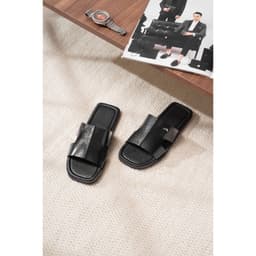 Dép Nam Da Bò Dép Da Quai Ngang BUTUNI Lyon S Single Slippers Đế Cao Su Đàn Hồi, Bảo Hành 12 Tháng 2