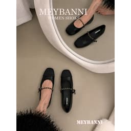 [Chân mập - Tăng 1 size] Giày Búp Bê Mũi Tròn MEYBANNI Phối Màu Đế Bệt Phối Quai Xích Siêu Xinh - C759 4