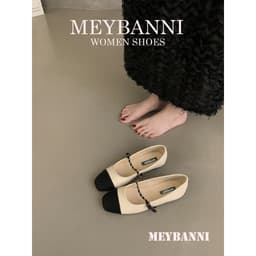 [Chân mập - Tăng 1 size] Giày Búp Bê Mũi Tròn MEYBANNI Phối Màu Đế Bệt Phối Quai Xích Siêu Xinh - C759 5