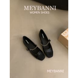 [Chân mập - Tăng 1 size] Giày Búp Bê Mũi Tròn MEYBANNI Phối Màu Đế Bệt Phối Quai Xích Siêu Xinh - C759 6