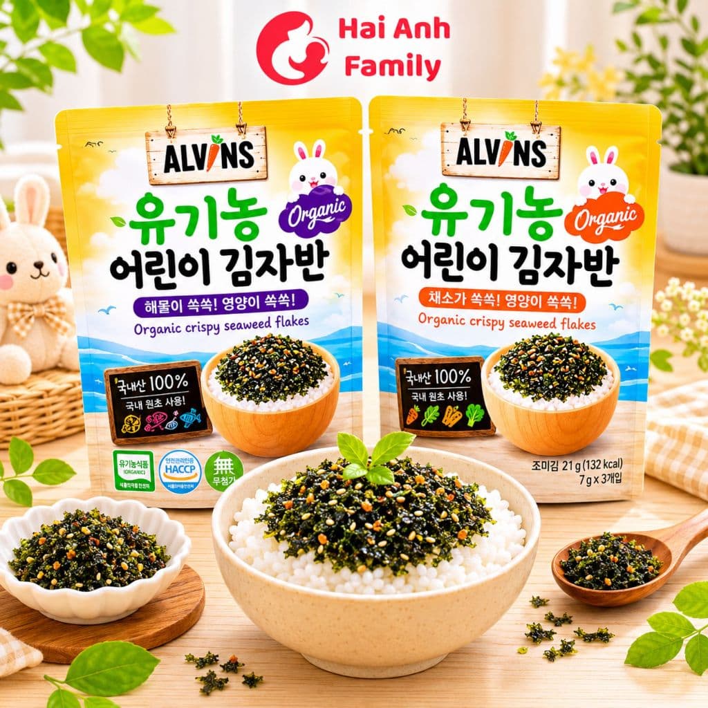 Rong Biển Rắc Cơm Cho Bé Alvins Hữu Cơ 7-21g - Nhập Khẩu Hàn Quốc Giòn Ngon Dễ Ăn