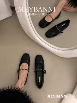 [Chân mập - Tăng 1 size] Giày Búp Bê Mũi Tròn MEYBANNI Phối Màu Đế Bệt Phối Quai Xích Siêu Xinh - C759 11