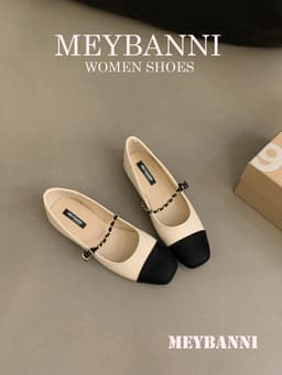 [Chân mập - Tăng 1 size] Giày Búp Bê Mũi Tròn MEYBANNI Phối Màu Đế Bệt Phối Quai Xích Siêu Xinh - C759 10