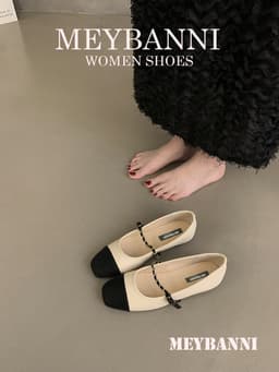[Chân mập - Tăng 1 size] Giày Búp Bê Mũi Tròn MEYBANNI Phối Màu Đế Bệt Phối Quai Xích Siêu Xinh - C759 12