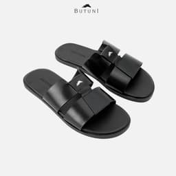 [ Mẫu Mới ] Dép Nam Thời Trang Dép Da Bò Thật Cao cấp BUTUNI Monaco S Cut-out Slippers Đế Sao Su Êm Chân. BH 12 Tháng 1