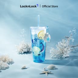 Ly Nhựa 2 Lớp LocknLock Ocean Double Wall HAP534BLU 750ml, Kèm Phụ Kiện, Hàng Chính Hãng - JoyMall 2