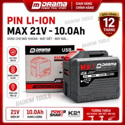 Pin 20 Cell KAMPRO 10Ah Mạch 4 Mosfet, Kèm sạc nhanh, Chân Pin Phổ Thông, Có Đèn Led Báo Pin 7