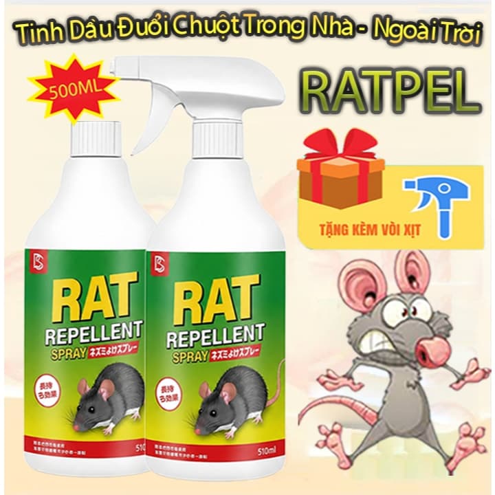 Chai Xịt Đuổi Chuột Thảo Mộc RAT SPRAY 500ml – Xua Chuột Ngăn Phá Hoại, Dùng Cho Nhà Kho – Bếp – Xe
