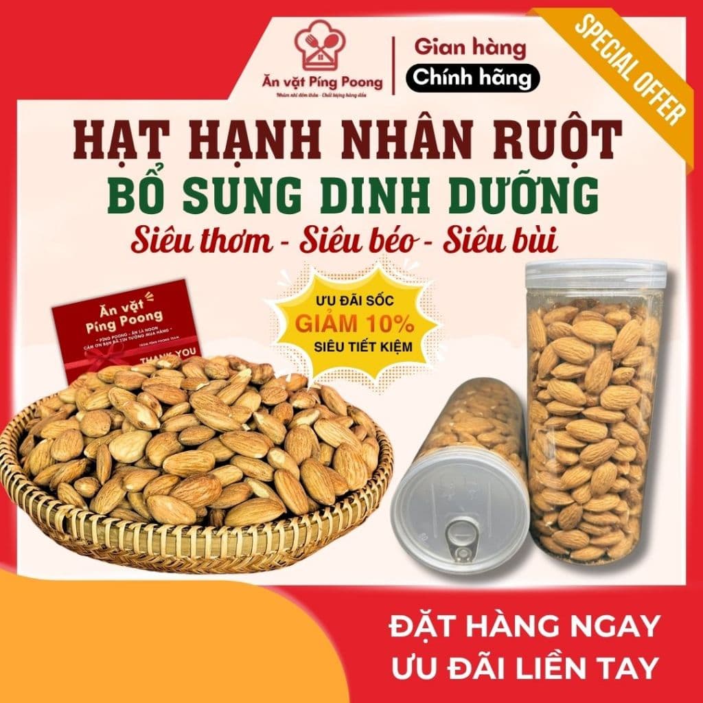 Hạt Hạnh Nhân Ruột Ăn Liền, Hạnh Nhân Không Vỏ Vị Nguyên Bản, Nguyên Liệu Làm Bánh, Ăn Kèm Sữa Chua