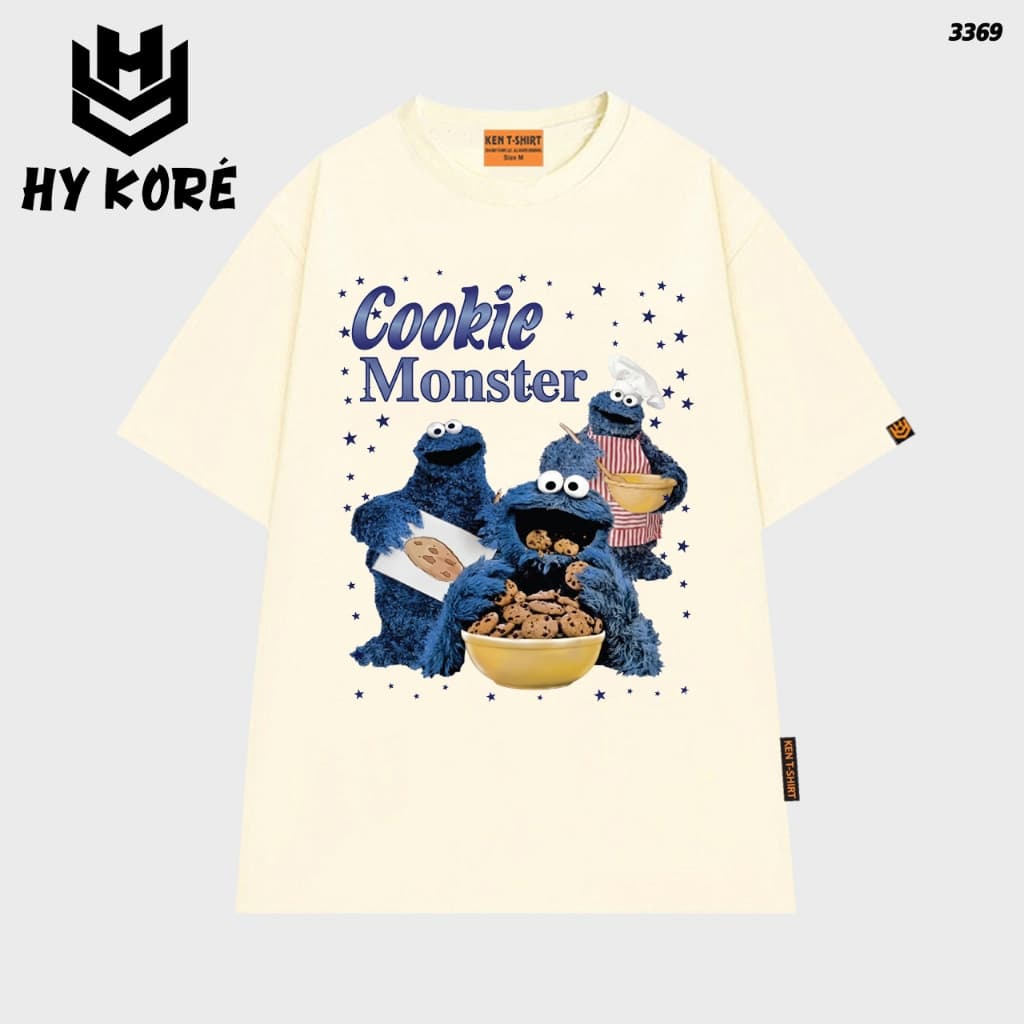 Áo Thun HY KORÉ Cookie Monster 3369 Form Rộng Localbrand Oversize Unisex Vải Cotton 75% Nam Nữ Mặc Đẹp