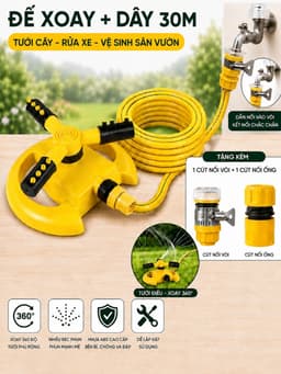 Đế phun nước tặng kèm Đầu nối tưới vườn tưới cây tự Động xoay 360 Độ tự Động,chất liệu nhựa ABS tiện ích 7
