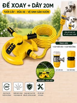 Đế phun nước tặng kèm Đầu nối tưới vườn tưới cây tự Động xoay 360 Độ tự Động,chất liệu nhựa ABS tiện ích 6