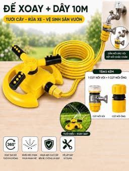 Đế phun nước tặng kèm Đầu nối tưới vườn tưới cây tự Động xoay 360 Độ tự Động,chất liệu nhựa ABS tiện ích 4