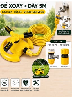 Đế phun nước tặng kèm Đầu nối tưới vườn tưới cây tự Động xoay 360 Độ tự Động,chất liệu nhựa ABS tiện ích 3