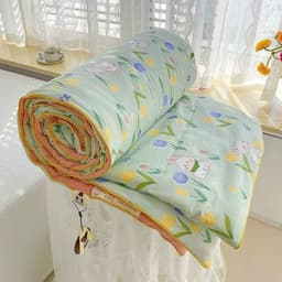 Mền đũi cotton Aniva Home đậu nành, thiết kế cao cấp, mềm mát, thoải mái, phù hợp giấc ngủ cả mùa 3