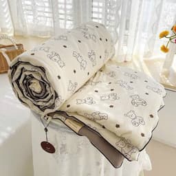 Mền đũi cotton Aniva Home đậu nành, thiết kế cao cấp, mềm mát, thoải mái, phù hợp giấc ngủ cả mùa 8